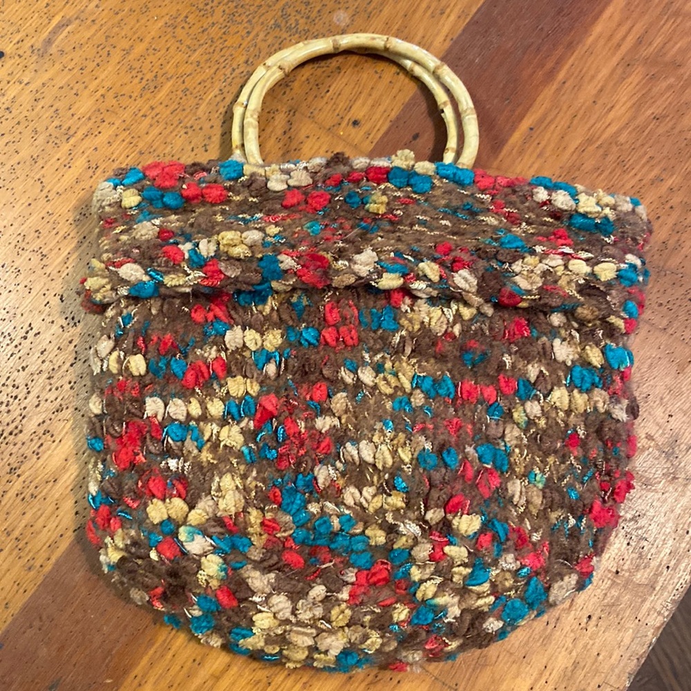 Super cute beanie handbag with bamboo handles